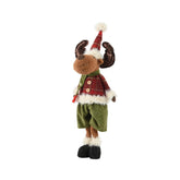 Decoris Polyester Deer Standing with Hat and Scarf 64cm - Red